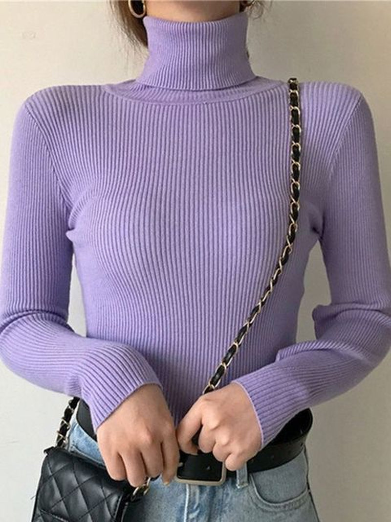 Women Fall Turtleneck Sweater Knitted Soft Pullovers Cashmere Jumpers Basic Soft Sweaters for Women 2023 Autumn Winter