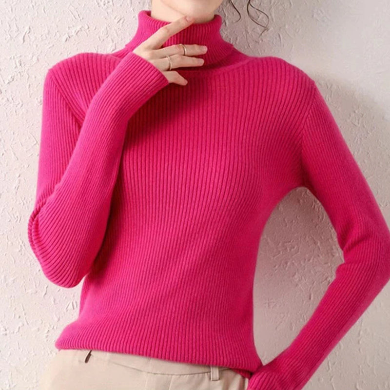 Women Fall Turtleneck Sweater Knitted Soft Pullovers Cashmere Jumpers Basic Soft Sweaters for Women 2023 Autumn Winter